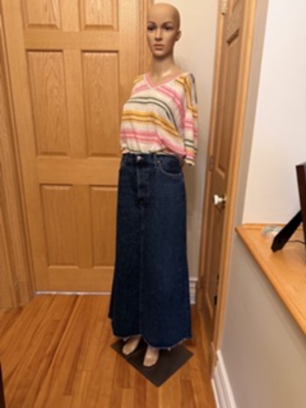 AGOLDE maxi blue denim skirt size 30